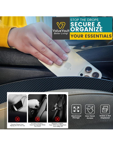 Relleno Espacio Asientos Coche ValueVault SGF-2P Negro 2 Pcs
