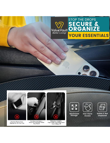 Relleno Espacio Asientos Coche ValueVault SGF-2P Negro 2 Pcs