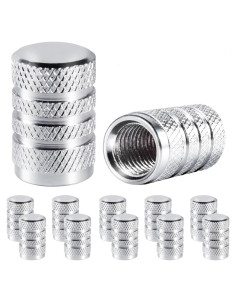 Tapas de Válvula de Neumático SenseYo 10 Pcs Aluminio Plata