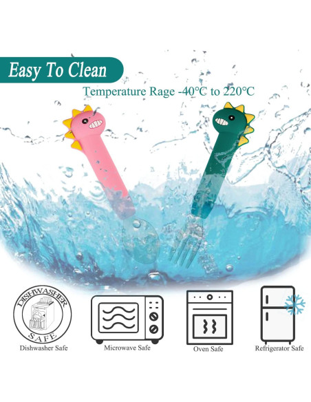 Juego de Cucharas y Tenedores para Bebés NICINGU - Silicona y Acero Inoxidable
