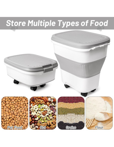 Contenedor de Almacenamiento de Comida MALLMALL6 30L Plegable con Ruedas