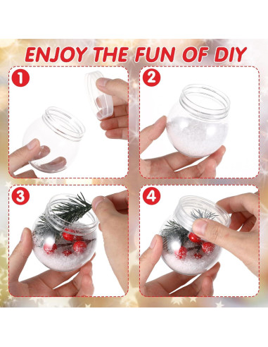20pcs Bola de Nieve DIY Ciieeo 6cm Plástico Rellenable Transparente