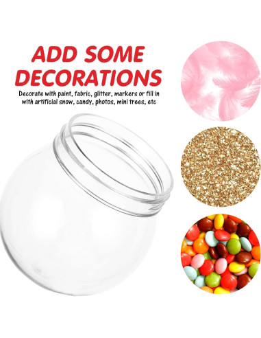 20pcs Bola de Nieve DIY Ciieeo 6cm Plástico Rellenable Transparente