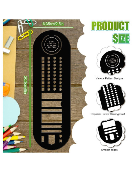 Marcador de Plantilla de Acero Inoxidable Faccito 6.35 x 20.3 cm Negro