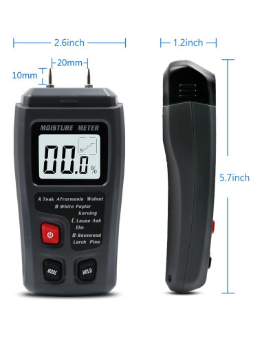 Medidor de Humedad de Madera Digital QYQRQF LCD 0-99.9%