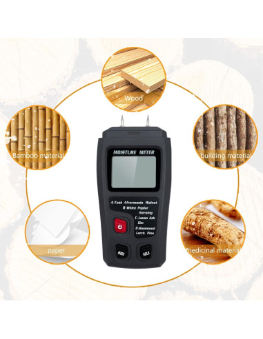 Medidor de Humedad de Madera Digital QYQRQF LCD 0-99.9%