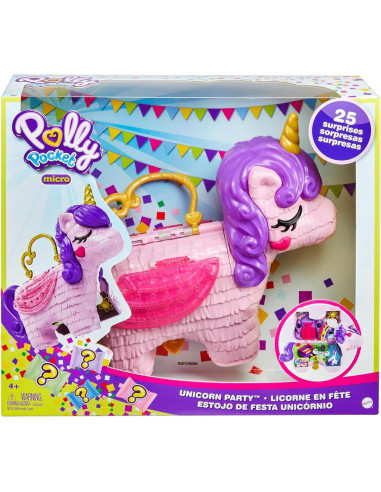 Polly Pocket Fiesta de Unicornio GVL88 - Juguete Sorpresa 25 Accesorios