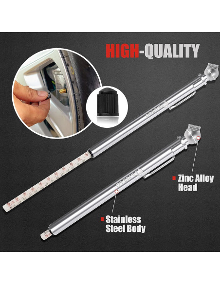 Medidor de Presión de Neumáticos All Road Acero Inoxidable 10-75 PSI