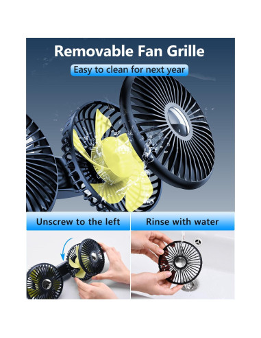 Ventilador de Coche DICMKY DM-F5208 Doble Cabeza 3 Velocidades