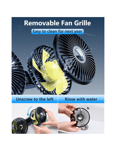 Ventilador de Coche DICMKY DM-F5208 Doble Cabeza 3 Velocidades