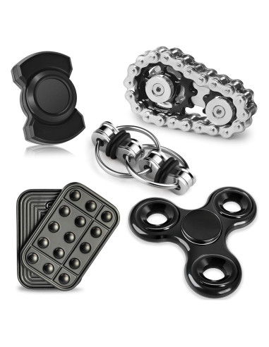 5 Juguetes Antiestrés Metálicos Chilvil para Adultos y Adolescentes