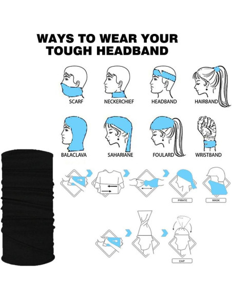 6 Piezas Bufanda Elástica Multifuncional Leasinder - UV, 49x24 cm