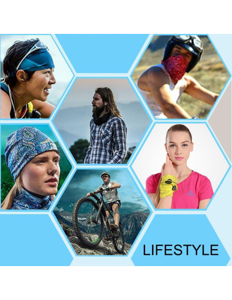 6 Piezas Bufanda Elástica Multifuncional Leasinder - UV, 49x24 cm