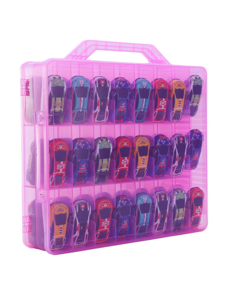 Organizador de Coches de Juguete HeIiLan - 48 Compartimentos Rosa