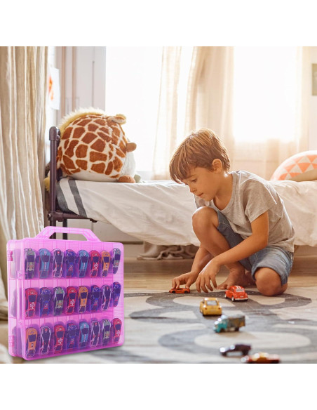 Organizador de Coches de Juguete HeIiLan - 48 Compartimentos Rosa