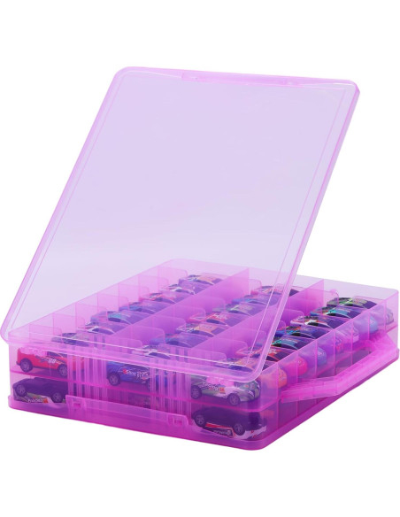 Organizador de Coches de Juguete HeIiLan - 48 Compartimentos Rosa