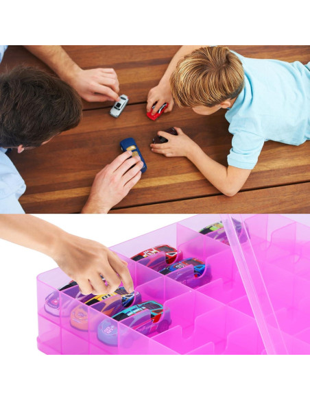 Organizador de Coches de Juguete HeIiLan - 48 Compartimentos Rosa