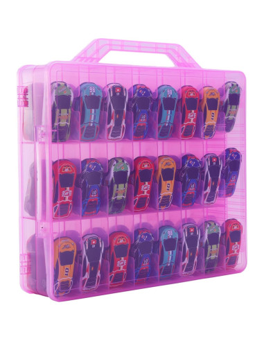 Organizador de Coches de Juguete HeIiLan - 48 Compartimentos Rosa