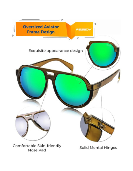 Gafas de sol aviador Steampunk FEISEDY polarizadas UV400
