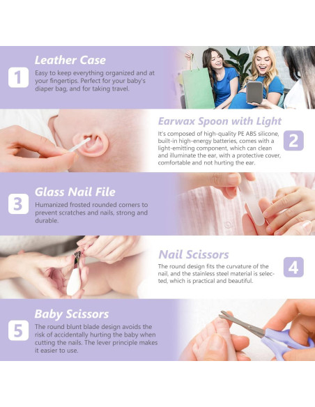 Kit de Cuidado para Bebés 15 en 1 Kjtao Portátil Púrpura