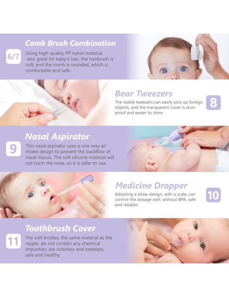 Kit de Cuidado para Bebés 15 en 1 Kjtao Portátil Púrpura