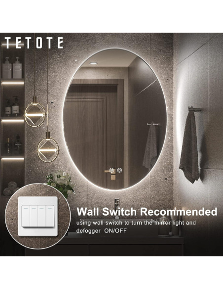 Espejo Ovalado Iluminado TETOTE 81x61 cm LED Anti-Niebla