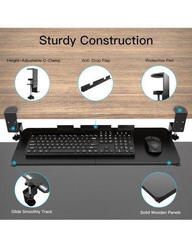 Bandeja de Teclado Ergonómica XTRIKE ME para Escritorio Negro