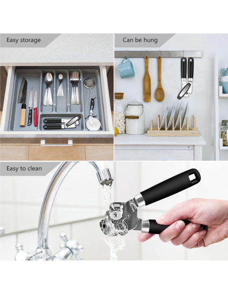 Abrelatas Manual Multifuncional OUTWAY de Acero Inoxidable Negro