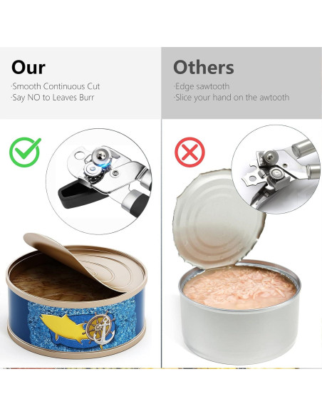 Abrelatas Manual Multifuncional OUTWAY de Acero Inoxidable Negro