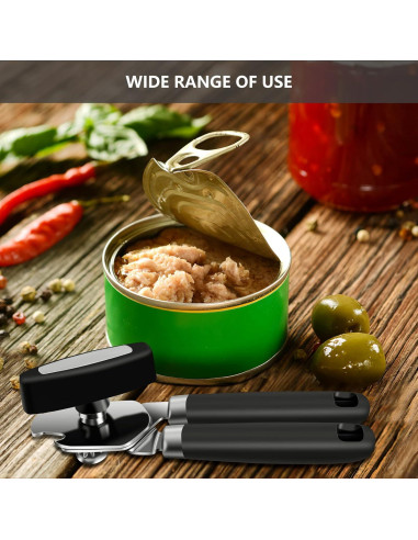 Abrelatas Manual Multifuncional OUTWAY de Acero Inoxidable Negro