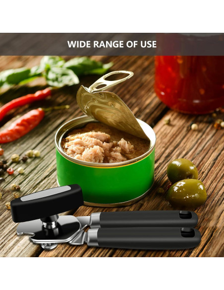 Abrelatas Manual Multifuncional OUTWAY de Acero Inoxidable Negro