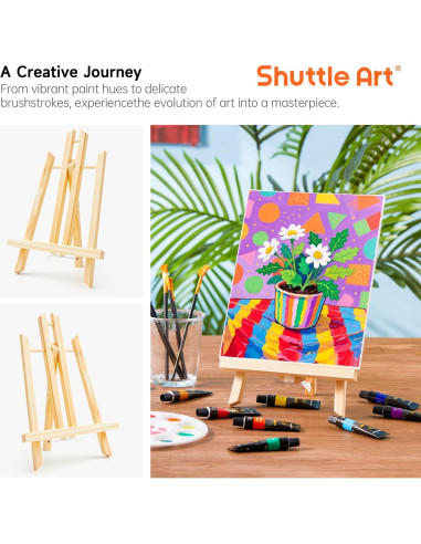 Juego de Pintura Acrílica Shuttle Art 58 Pack con Lienzos y Pinceles