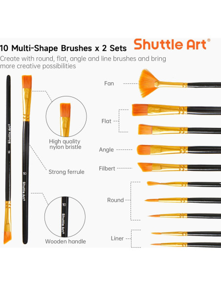 Juego de Pintura Acrílica Shuttle Art 58 Pack con Lienzos y Pinceles