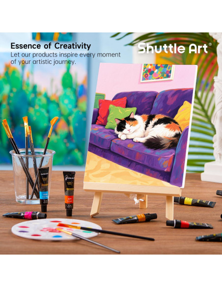 Juego de Pintura Acrílica Shuttle Art 58 Pack con Lienzos y Pinceles