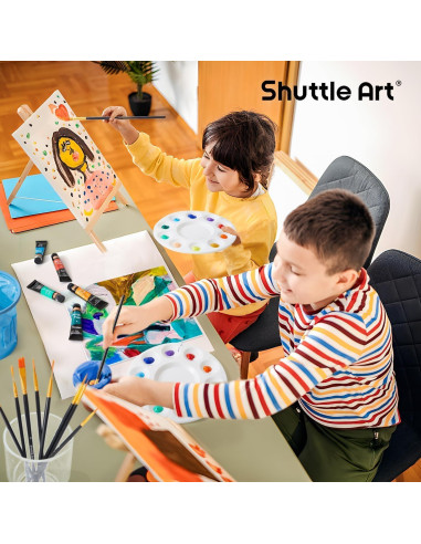Juego de Pintura Acrílica Shuttle Art 58 Pack con Lienzos y Pinceles