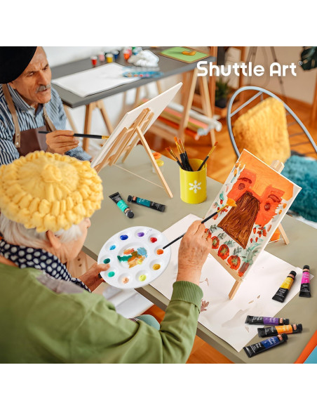 Juego de Pintura Acrílica Shuttle Art 58 Pack con Lienzos y Pinceles
