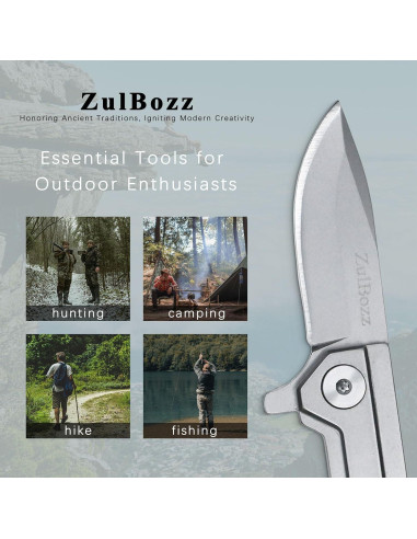 Cuchillo Plegable ZulBozz D2 8.79 cm para Camping y EDC