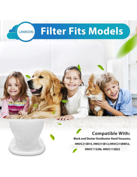 Filtro HNVCF10 LANROON para Aspiradoras Black and Decker - 6 Pzs