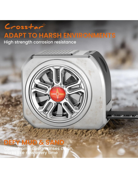Cinta Métrica Autocierre Crosstar 7.6m Acero Inoxidable Impermeable