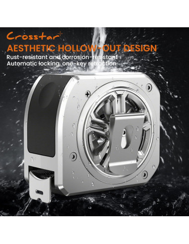 Cinta Métrica Autocierre Crosstar 7.6m Acero Inoxidable Impermeable
