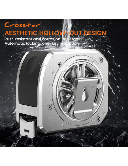 Cinta Métrica Autocierre Crosstar 7.6m Acero Inoxidable Impermeable