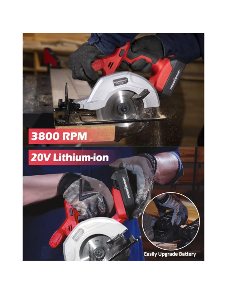 Sierra Circular Inalámbrica PowerSmart 20V 5.5" con Batería