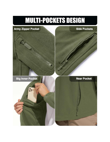 Chaqueta Táctica Militar CRYSULLY para Hombre Verde