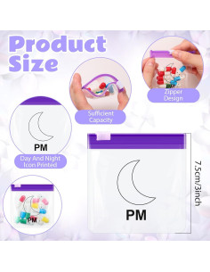 Juego de 24 Bolsas de Píldoras Reutilizables Handepo 7.5x7.5cm 2