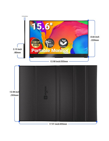 Monitor Portátil Ingnok 15.6" FHD 1080P USB-C Altavoces