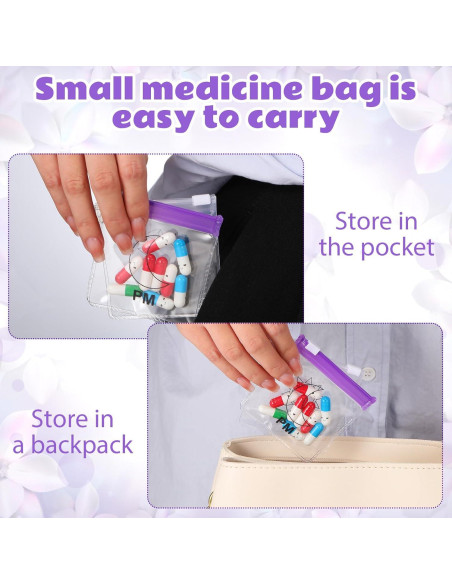 Juego de 24 Bolsas de Píldoras Reutilizables Handepo 7.5x7.5cm