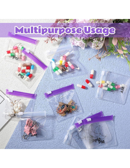 Juego de 24 Bolsas de Píldoras Reutilizables Handepo 7.5x7.5cm