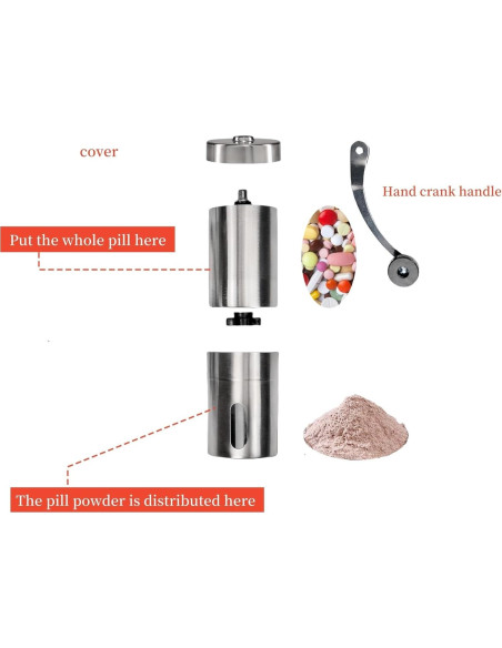 Triturador de Pastillas Ajustable MuYuDaDi - Acero Inoxidable - 1+3 Piezas