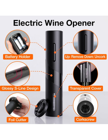 Abridor de Vino Eléctrico CREERJOY KB1, Cortador de Aluminio