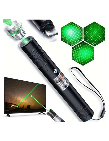 Puntero Láser Verde Recargable Damflew - 15.24 cm, USB